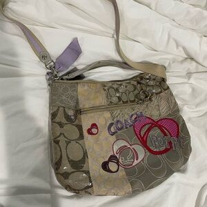 Coach Poppy Patchwork Shoulder Bag in Neutrals and Pink